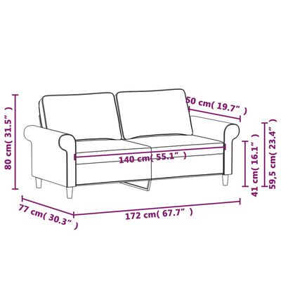 vidaXL Dvivietė sofa, tamsiai pilkos spalvos, 140cm, audinys