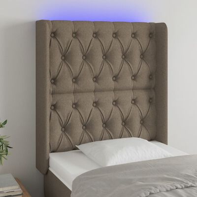 vidaXL Galvūgalis su LED, taupe spalvos, 83x16x118/128cm, audinys