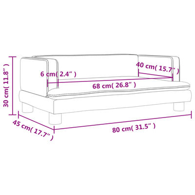 vidaXL Vaikiška sofa, kapučino spalvos, 80x45x30cm, dirbtinė oda