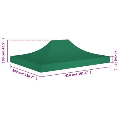 vidaXL Proginės palapinės stogas, žalios spalvos, 4x3m, 270 g/m²