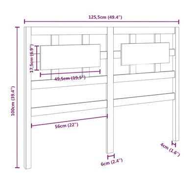 vidaXL Lovos galvūgalis, medaus rudas, 125,5x4x100cm, pušies masyvas