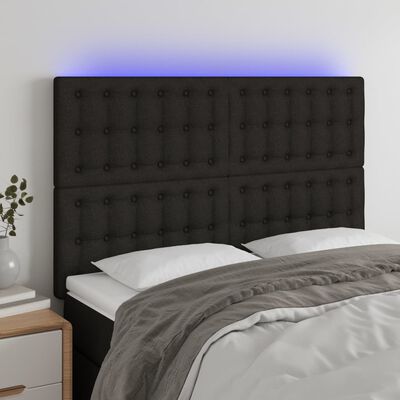 vidaXL Galvūgalis su LED, juodos spalvos, 144x5x118/128cm, audinys