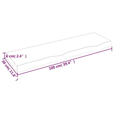 vidaXL Vonios stalviršis, tamsiai rudas, 100x30x(2-6)cm, mediena