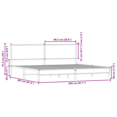 vidaXL Lovos rėmas be čiužinio, rudas ąžuolo, 200x200cm, metalas