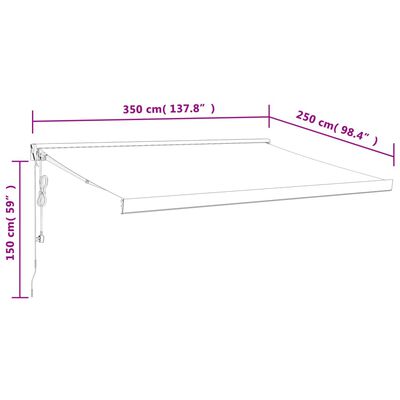 vidaXL Ištraukiama markizė, antracito, 3,5x2,5m, audinys/aliuminis