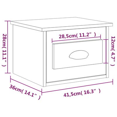 vidaXL Sieninės naktinės spintelės, 2vnt., baltos, 41,5x36x28cm