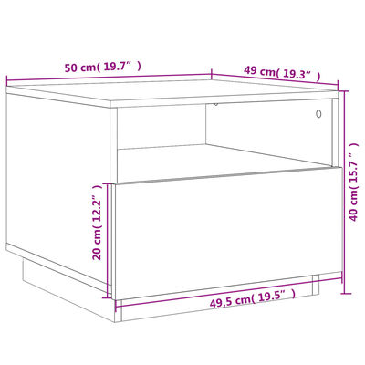 vidaXL Kavos staliukas su LED lemputėmis, juodos spalvos, 50x49x40cm