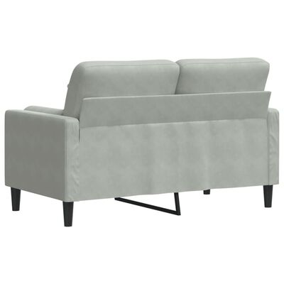 vidaXL Dvivietė sofa su pagalvėlėmis, šviesiai pilka, 120cm, aksomas