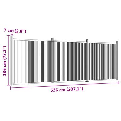 vidaXL Tvoros segmentas, pilkos spalvos, 526x186cm, WPC