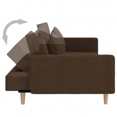 vidaXL Dvivietė sofa-lova dvejomis pagalvėmis, rudos spalvos, audinys