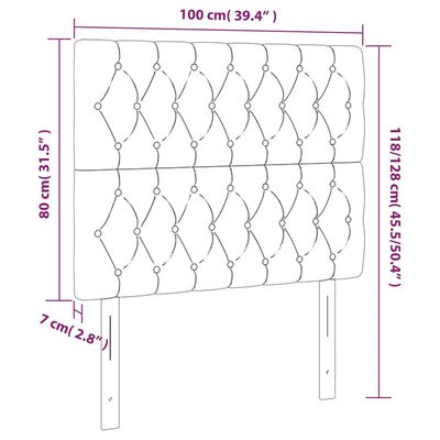 vidaXL Galvūgalis su LED, šviesiai pilkas, 100x7x118/128cm, audinys