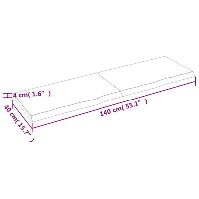 vidaXL Vonios stalviršis, tamsiai rudas, 140x40x(2-4)cm, mediena