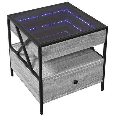 vidaXL Kavos staliukas su Infinity LED lemputėmis, pilkas, 50x50x51cm