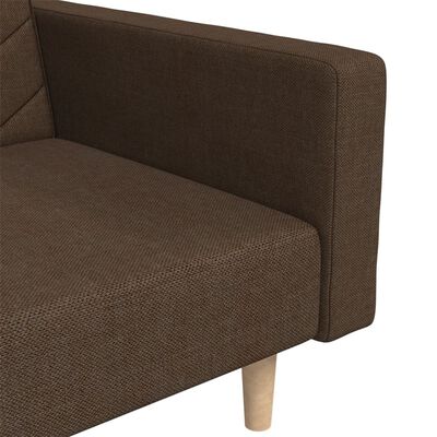 vidaXL Dvivietė sofa-lova dvejomis pagalvėmis, rudos spalvos, audinys