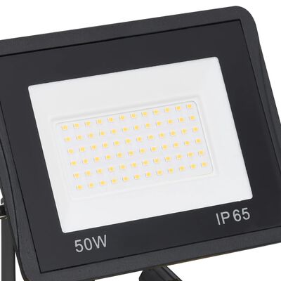 vidaXL LED prožektorius su rankena, šiltos baltos spalvos, 2x50W