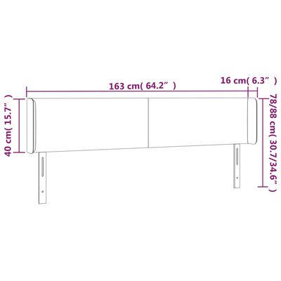 vidaXL Galvūgalis su LED, baltos spalvos, 163x16x78/88cm, dirbtinė oda