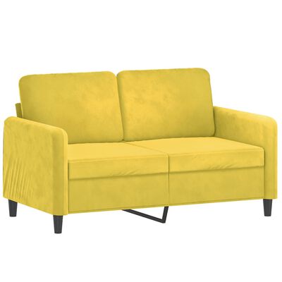 vidaXL Dvivietė sofa, geltonos spalvos, 120cm, aksomas