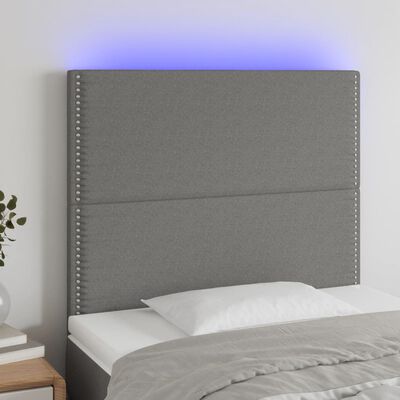 vidaXL Galvūgalis su LED, tamsiai pilkas, 80x5x118/128cm, audinys