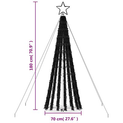 vidaXL Šviečianti Kalėdų eglutė, 180cm, 275 šaltos LED, kūgio formos