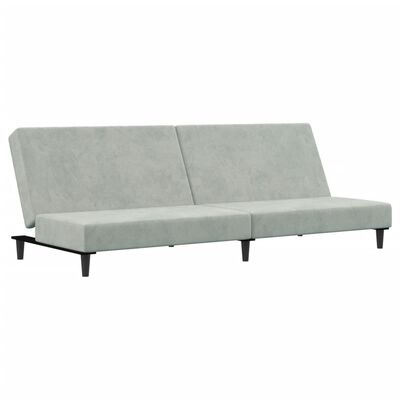 vidaXL Dvivietė sofa-lova su pakoja, šviesiai pilkos spalvos, aksomas