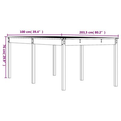 vidaXL Sodo stalas, medaus rudas, 203,5x100x76cm, pušies masyvas