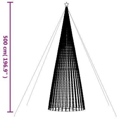 vidaXL Šviečianti Kalėdų eglutė, 500cm, 1544 LED, kūgio formos