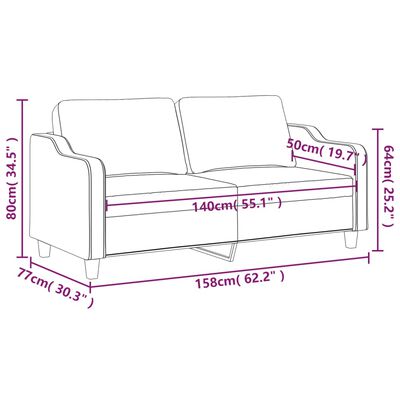 vidaXL Dvivietė sofa, tamsiai pilkos spalvos, 140cm, audinys