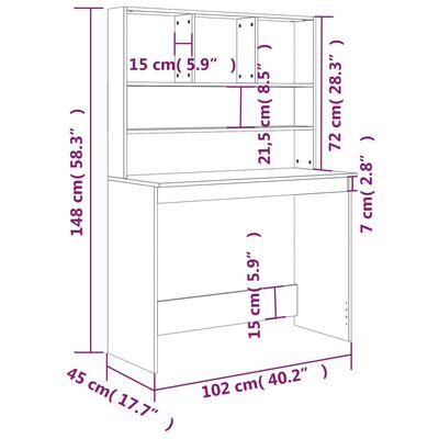 vidaXL Rašomasis stalas, baltas, 102x45x148cm, mediena, blizgus