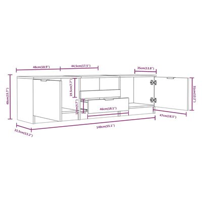 vidaXL Televizoriaus spintelė, juoda, 140x35x40cm, apdirbta mediena