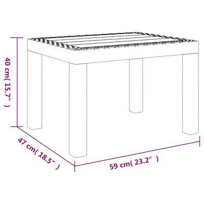 vidaXL Sodo stalas, baltos spalvos, 59x47x40cm, PP