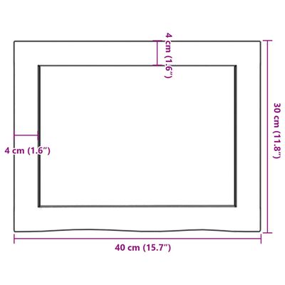 vidaXL Vonios stalviršis, šviesiai rudas, 40x30x(2–6)cm, mediena