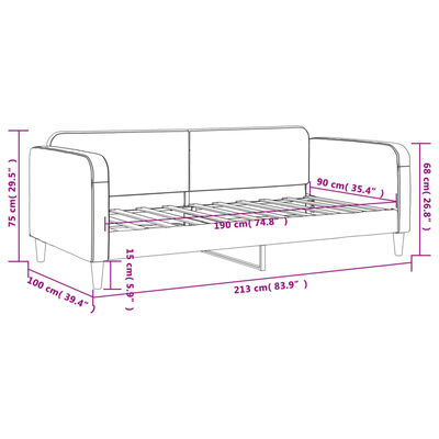 vidaXL Sofa, šviesiai pilkos spalvos, 90x190cm, audinys