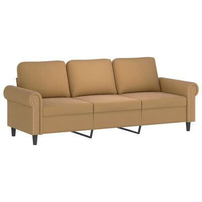 vidaXL Trivietė sofa, rudos spalvos, 180cm, aksomas