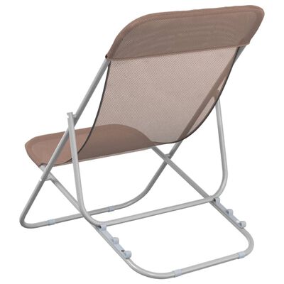 vidaXL Paplūdimio kėdės, 2vnt., rudos, tekstilenas ir plienas