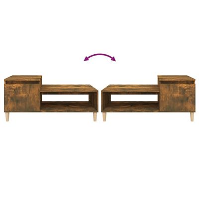 vidaXL Kavos staliukas, dūminio ąžuolo, 100x50x45cm, apdirbta mediena