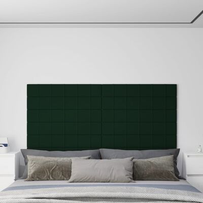 vidaXL Sienų plokštės, 12vnt., žalios, 90x15cm, aksomas, 1,62m²