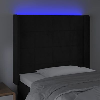 vidaXL Galvūgalis su LED, juodos spalvos, 83x16x118/128cm, aksomas