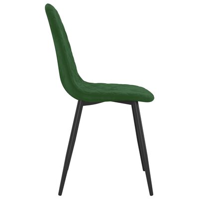 VidaXL Valgomojo kėdės, 2vnt., tamsiai žalios spalvos, aksomas