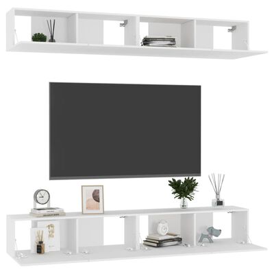 vidaXL Televizoriaus spintelės, 4vnt., baltos, 100x30x30cm, mediena