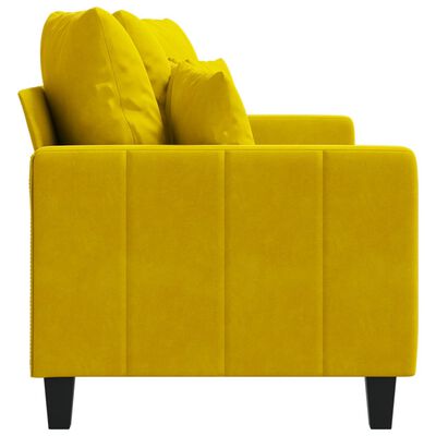 vidaXL Dvivietė sofa, geltonos spalvos, 140cm, aksomas