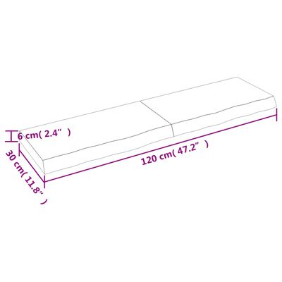 vidaXL Vonios stalviršis, šviesiai rudas, 120x30x(2–6)cm, mediena