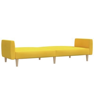 vidaXL Dvivietė sofa-lova, geltonos spalvos, audinys