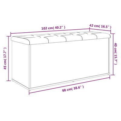 vidaXL Suoliukas-daiktadėžė, pilkas, 102x42x45cm, apdirbta mediena