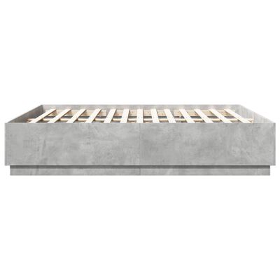 vidaXL Lovos rėmas su LED, betono pilkas, 180x200cm, apdirbta mediena
