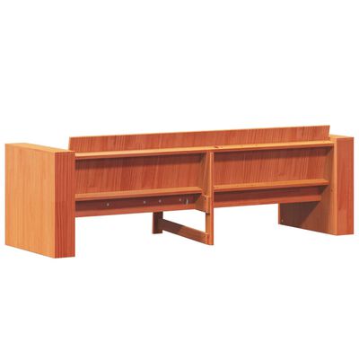 vidaXL Trivietė sodo sofa, vaško ruda, 189x60x62cm, pušies masyvas