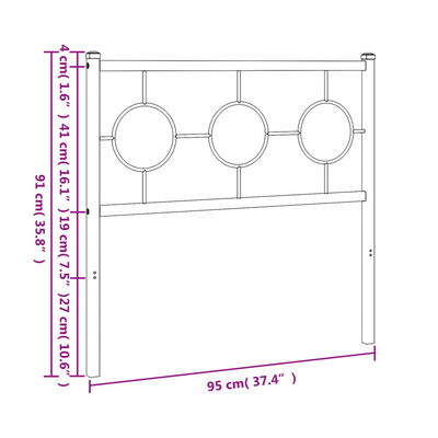 vidaXL Metalinis galvūgalis, juodos spalvos, 90cm