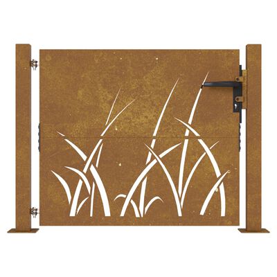 vidaXL Sodo vartai, 105x105cm, corten plienas, žolės dizaino