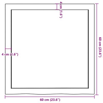 vidaXL Vonios stalviršis, šviesiai rudas, 60x60x(2-4) cm, mediena