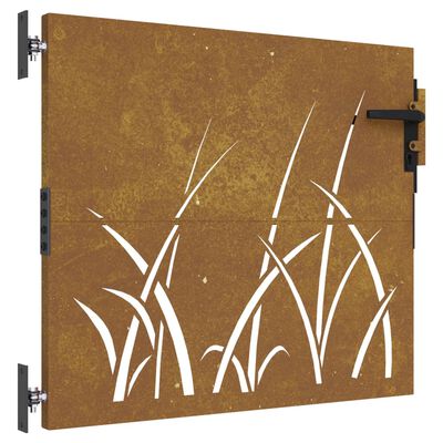 vidaXL Sodo vartai, 85x100cm, corten plienas, žolės dizaino