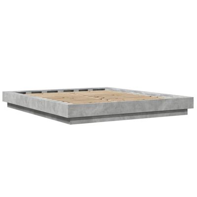 vidaXL Lovos rėmas su LED, betono pilkas, 160x200cm, apdirbta mediena